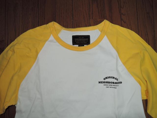NEIGHBORHOOD ネイバーフッド 7分丈 ロンTシャツ M 白黄色 胸ロゴ LOGO ラグラン カットソー < ブランド  NEIGHBORHOOD ネイバーフッド 7分丈 ロンTシャツ M 白黄色 胸ロゴ LOGO ラグラン カットソー < ブランドの