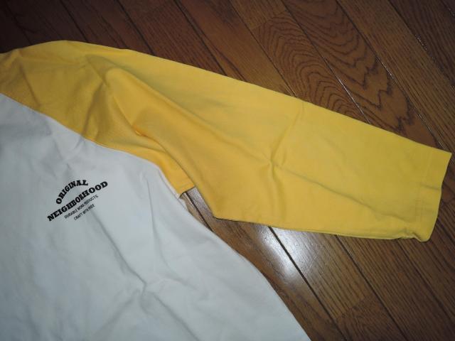 NEIGHBORHOOD ネイバーフッド 7分丈 ロンTシャツ M 白黄色 胸ロゴ LOGO ラグラン カットソー < ブランド  NEIGHBORHOOD ネイバーフッド 7分丈 ロンTシャツ M 白黄色 胸ロゴ LOGO ラグラン カットソー < ブランドの
