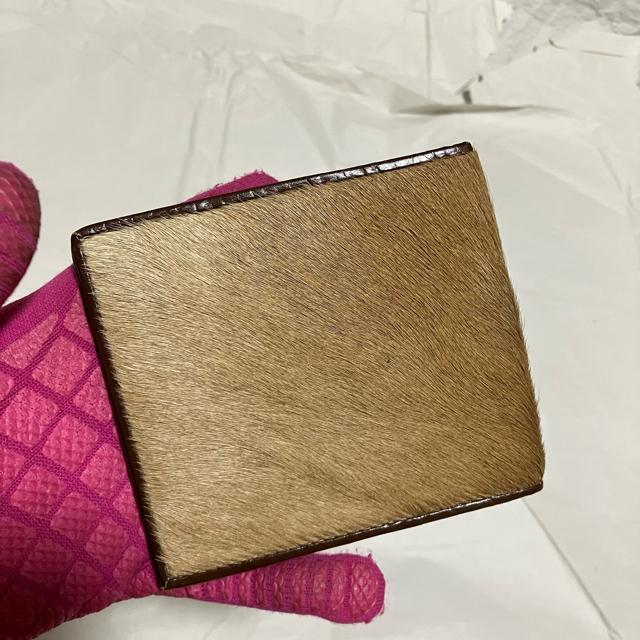 【ヴィンテージ】【ノーブランド扱い】毛 / レザー 二つ折り財布(小銭入れなし) < 男性ファッション 【ヴィンテージ】【ノーブランド扱い】毛 / レザー 二つ折り財布(小銭入れなし) < 男性ファッションの