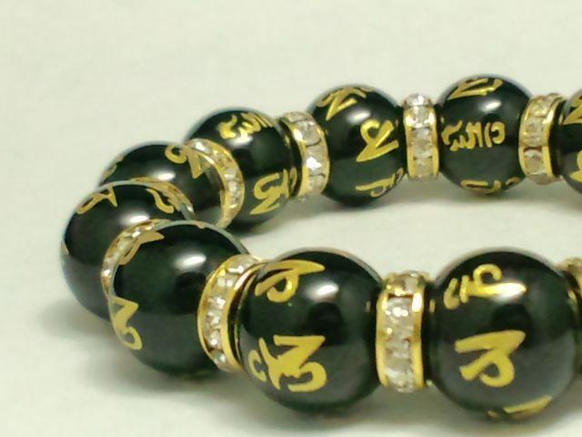 六字真言金彫りオニキスx金ロンデル黒瑪瑙 < 男性アクセサリー/時計  六字真言金彫りオニキスx金ロンデル黒瑪瑙 < 男性アクセサリー/時計の