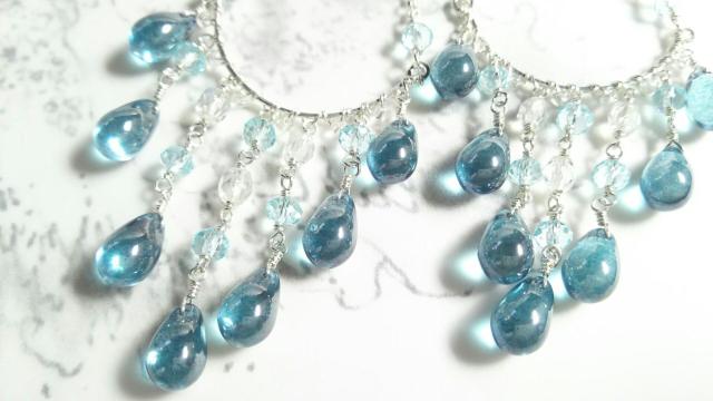 SF*シャンデリアピアス*蒼×水色 21022 < 女性ファッション  SF*シャンデリアピアス*蒼×水色 21022 < 女性ファッションの