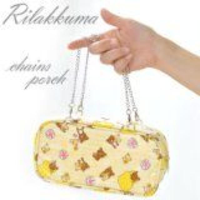 《New》リラックマ★チェーン付(取り外し可)ロング*スクエアポーチ<イエロー> < 女性ファッション  《New》リラックマ★チェーン付(取り外し可)ロング*スクエアポーチ<イエロー>  < 女性ファッションの