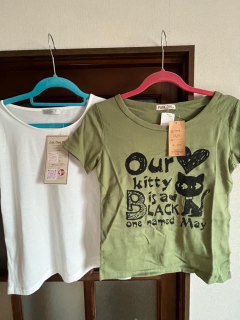 Mサイズ!2種類の!2枚セット!半袖Tシャツ!新品!(オフホワイトandカーキ系色合い) < 女性ファッション  Mサイズ!2種類の!2枚セット!半袖Tシャツ!新品!(オフホワイトandカーキ系色合い) < 女性ファッションの