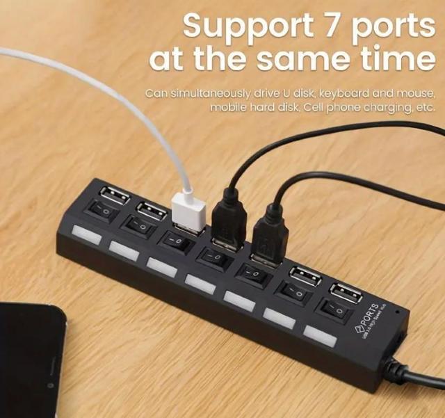 USB ハブ 7ポート スイッチ付き (色は黒です) < PC本体/周辺機器  USB ハブ 7ポート スイッチ付き (色は黒です) < PC本体/周辺機器の