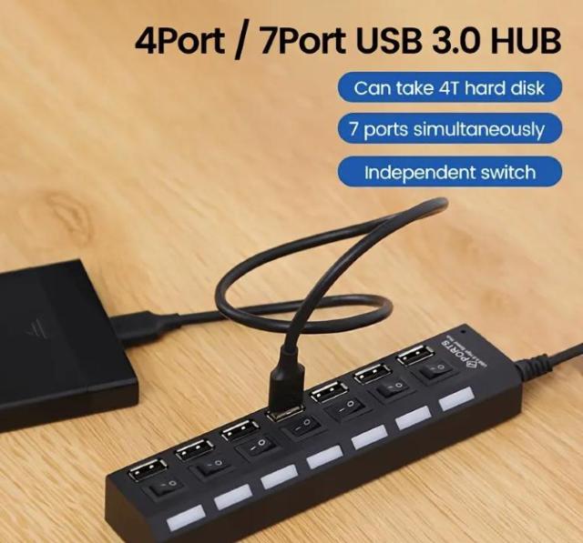 USB ハブ 7ポート スイッチ付き (色は黒です) < PC本体/周辺機器  USB ハブ 7ポート スイッチ付き (色は黒です) < PC本体/周辺機器の