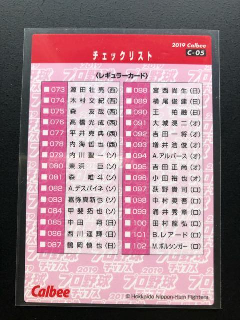 2019カルビー野球第2弾/C-05・日本ハム中田翔チェックリストカ−ド < トレーディングカード  2019カルビー野球第2弾/C-05・日本ハム中田翔チェックリストカ−ド < トレーディングカードの