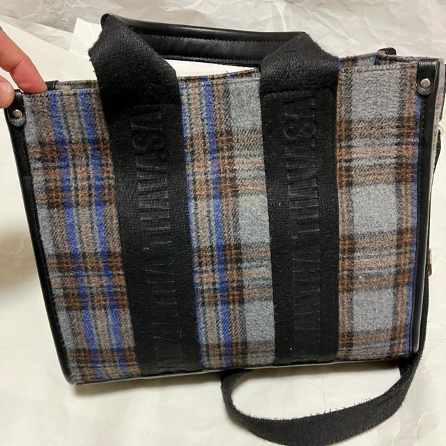 【Samantha Thavasa】 タータンチェック スクエアトート グレー 2way < ブランド 【Samantha Thavasa】 タータンチェック スクエアトート グレー 2way < ブランドの