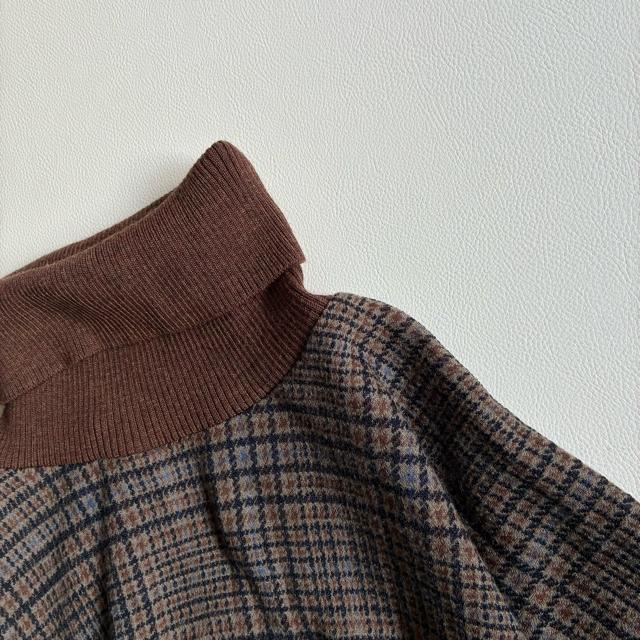 ◆美品◆モラビト◆チェックポンチョ◆アームカバー付き◆ブラウン◆ウール系◆フリー < 女性ファッション ◆美品◆モラビト◆チェックポンチョ◆アームカバー付き◆ブラウン◆ウール系◆フリー < 女性ファッションの