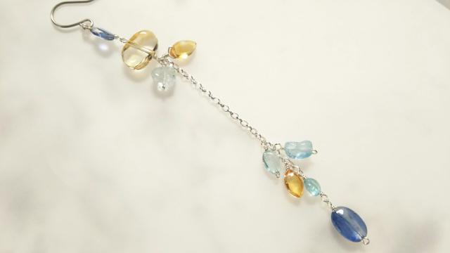 片耳用*シトリンとカイヤナイトのロングピアス*SF 21003 < 女性アクセサリー/時計 片耳用*シトリンとカイヤナイトのロングピアス*SF 21003 < 女性アクセサリー/時計の