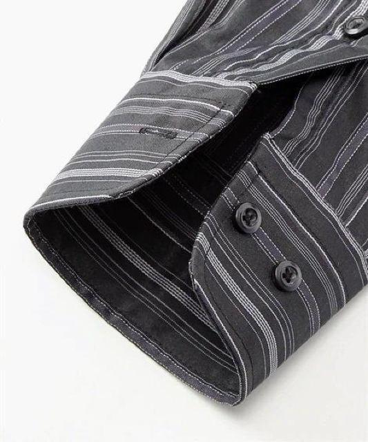 Mサイズ黒系!男キマル!バンドカラー!形態安定スマホがピッタリ入るポケット長袖シャツ < 男性ファッション  Mサイズ黒系!男キマル!バンドカラー!形態安定スマホがピッタリ入るポケット長袖シャツ < 男性ファッションの