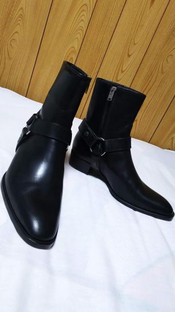 正規未 サンローランパリ ワイアット ハーネスリングヒールブーツ 黒 40 25.5~26.5 YSL メンズ 付属品 保証書有 < ブランド  正規未 サンローランパリ ワイアット ハーネスリングヒールブーツ 黒 40 25.5~26.5 YSL メンズ 付属品 保証書有 < ブランドの