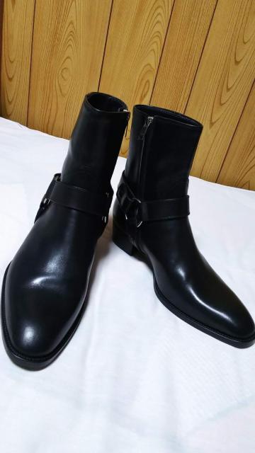 正規未 サンローランパリ ワイアット ハーネスリングヒールブーツ 黒 40 25.5~26.5 YSL メンズ 付属品 保証書有 < ブランド  正規未 サンローランパリ ワイアット ハーネスリングヒールブーツ 黒 40 25.5~26.5 YSL メンズ 付属品 保証書有 < ブランドの