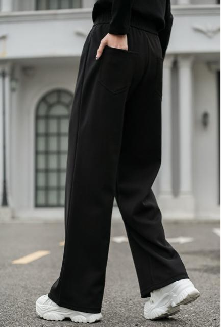 トレーナーパンツ ファスナー付きポケット ワイドパンツ ブラック 大きいサイズ < 女性ファッション トレーナーパンツ ファスナー付きポケット ワイドパンツ ブラック 大きいサイズ < 女性ファッションの