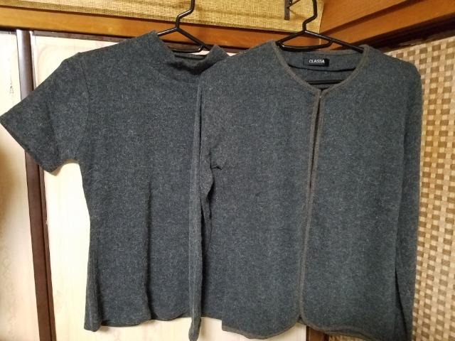 美品♪アンゴラ混☆ニットアンサンブル《グレー》M < 女性ファッション  美品♪アンゴラ混☆ニットアンサンブル《グレー》M  < 女性ファッションの