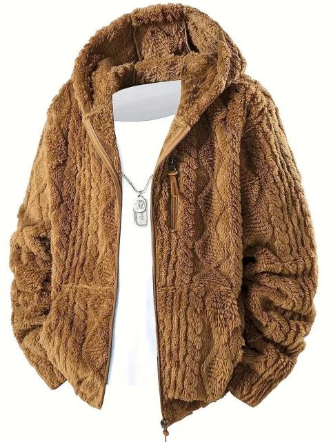 超お買い得2690円★メンズ ふわふわ ジャケット - フルジップ開閉フード付き冬用 USAサイズM(日本サイズXL相当)ブラウン < 男性ファッション 超お買い得2690円★メンズ ふわふわ ジャケット - フルジップ開閉フード付き冬用 USAサイズM(日本サイズXL相当)ブラウン < 男性ファッションの