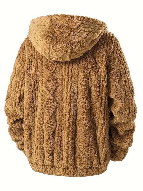 超お買い得2690円★メンズ ふわふわ ジャケット - フルジップ開閉フード付き冬用 USAサイズM(日本サイズXL相当)ブラウン < 男性ファッション 超お買い得2690円★メンズ ふわふわ ジャケット - フルジップ開閉フード付き冬用 USAサイズM(日本サイズXL相当)ブラウン < 男性ファッションの