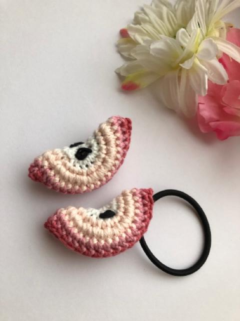 ハンドメイド  ヘアゴム ブローチ サクサクリンゴ♪ コットン < 女性ファッション  ハンドメイド  ヘアゴム ブローチ サクサクリンゴ♪ コットン < 女性ファッションの