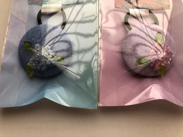ハンドメイド ヘアゴム くるみボタン 紫陽花ふたつセット♪ < 女性ファッション  ハンドメイド ヘアゴム くるみボタン 紫陽花ふたつセット♪ < 女性ファッションの
