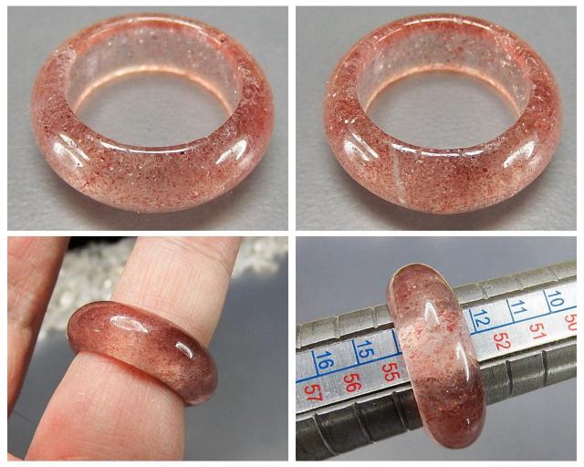 ストロベリークォーツ指輪バンドリング約13号透明度有り愛と美天然石幅8mm < 女性アクセサリー/時計  ストロベリークォーツ指輪バンドリング約13号透明度有り愛と美天然石幅8mm < 女性アクセサリー/時計の