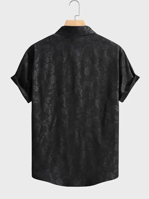 超お買い得1190円★メンズサマーフローラルプリント半袖シャツ ブラックにホワイトフローラル USAサイズS(日本サイズL相当) < 男性ファッション  超お買い得1190円★メンズサマーフローラルプリント半袖シャツ ブラックにホワイトフローラル USAサイズS(日本サイズL相当) < 男性ファッションの