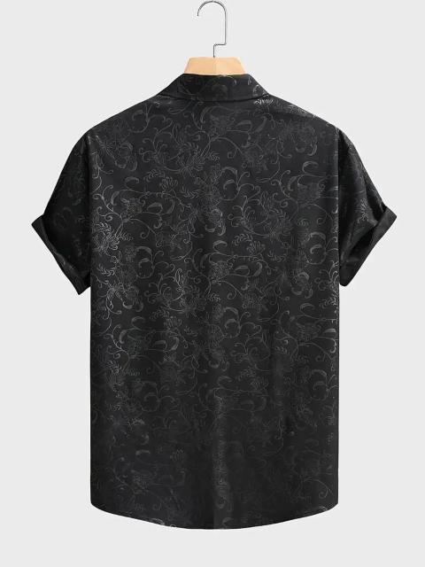 超お買い得1190円★メンズサマーフローラルプリント半袖シャツ ブラックにホワイトフローラル USAサイズS(日本サイズL相当) < 男性ファッション  超お買い得1190円★メンズサマーフローラルプリント半袖シャツ ブラックにホワイトフローラル USAサイズS(日本サイズL相当) < 男性ファッションの