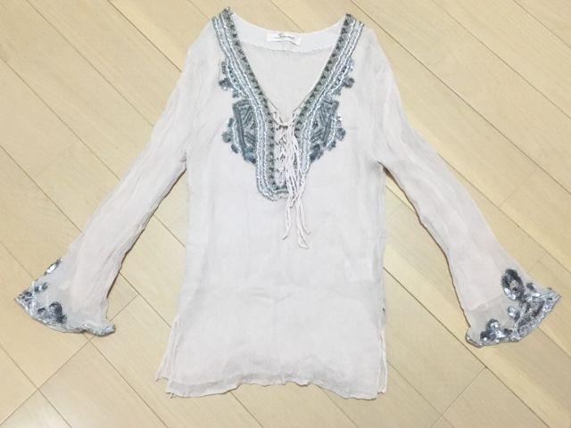 snidelピンクベージュシルバー刺繍レースアップリボンシースルー < ブランド snidelピンクベージュシルバー刺繍レースアップリボンシースルー < ブランドの