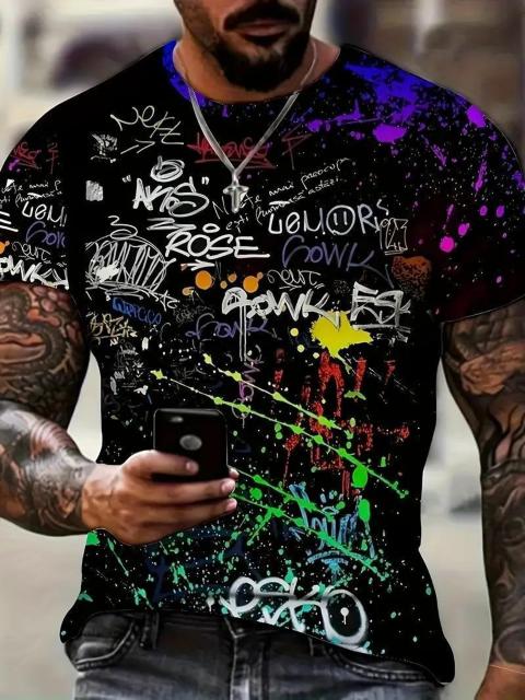 超お買い得990円★メンズ3DグラフィティプリントTシャツ  鮮やかなストリートアートデザインUSAサイズM(日本サイズXL相当) < 男性ファッション  超お買い得990円★メンズ3DグラフィティプリントTシャツ  鮮やかなストリートアートデザインUSAサイズM(日本サイズXL相当)  < 男性ファッションの