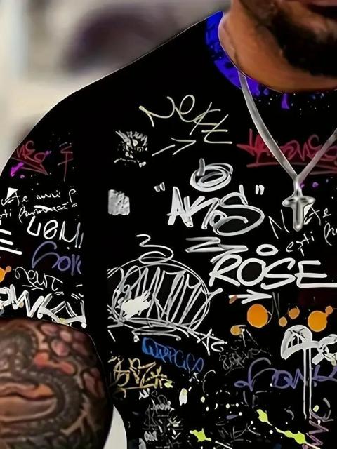 超お買い得990円★メンズ3DグラフィティプリントTシャツ  鮮やかなストリートアートデザインUSAサイズM(日本サイズXL相当) < 男性ファッション  超お買い得990円★メンズ3DグラフィティプリントTシャツ  鮮やかなストリートアートデザインUSAサイズM(日本サイズXL相当) < 男性ファッションの