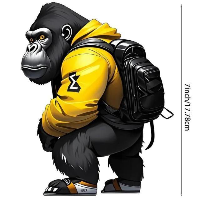 爆ヤス価格390円★黄色いジャケットのビニルゴリラデカール キャラクター動物ステッカー < 自動車/バイク 爆ヤス価格390円★黄色いジャケットのビニルゴリラデカール キャラクター動物ステッカー < 自動車/バイク