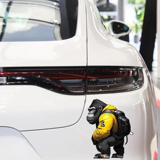 爆ヤス価格390円★黄色いジャケットのビニルゴリラデカール キャラクター動物ステッカー < 自動車/バイク 爆ヤス価格390円★黄色いジャケットのビニルゴリラデカール キャラクター動物ステッカー < 自動車/バイク