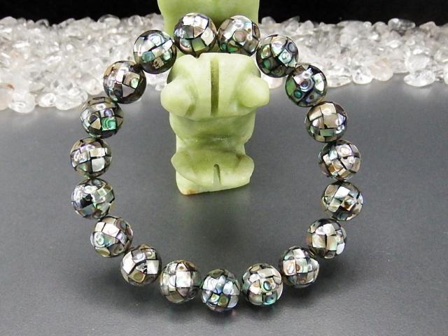 希少一点物手作りアバロンシェルボール約10mmブレスレット数珠 < 女性アクセサリー/時計 希少一点物手作りアバロンシェルボール約10mmブレスレット数珠 < 女性アクセサリー/時計の