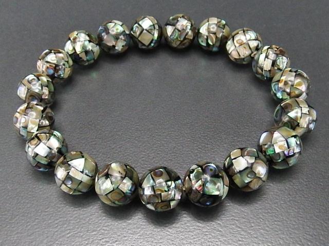 希少一点物手作りアバロンシェルボール約10mmブレスレット数珠 < 女性アクセサリー/時計 希少一点物手作りアバロンシェルボール約10mmブレスレット数珠 < 女性アクセサリー/時計の