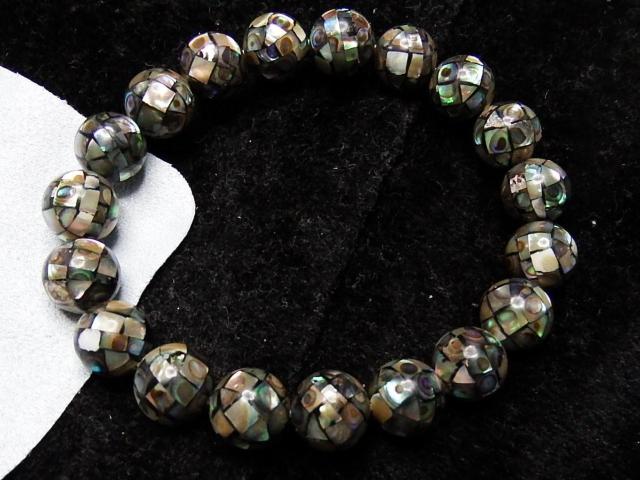 希少一点物手作りアバロンシェルボール約10mmブレスレット数珠 < 女性アクセサリー/時計 希少一点物手作りアバロンシェルボール約10mmブレスレット数珠 < 女性アクセサリー/時計の