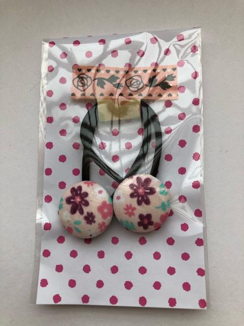 ハンドメイド  ヘアゴム くるみボタン ツイン コットン 花 < 女性ファッション  ハンドメイド  ヘアゴム くるみボタン ツイン コットン 花  < 女性ファッションの