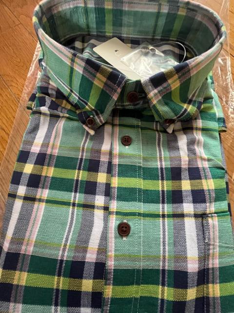 4Lサイズ!高貴紳士的!スッキリ見て綿100%通気性良い!パナマ織チェック柄ボタンダウン半袖シャツ!新品! < 男性ファッション  4Lサイズ!高貴紳士的!スッキリ見て綿100%通気性良い!パナマ織チェック柄ボタンダウン半袖シャツ!新品! < 男性ファッションの