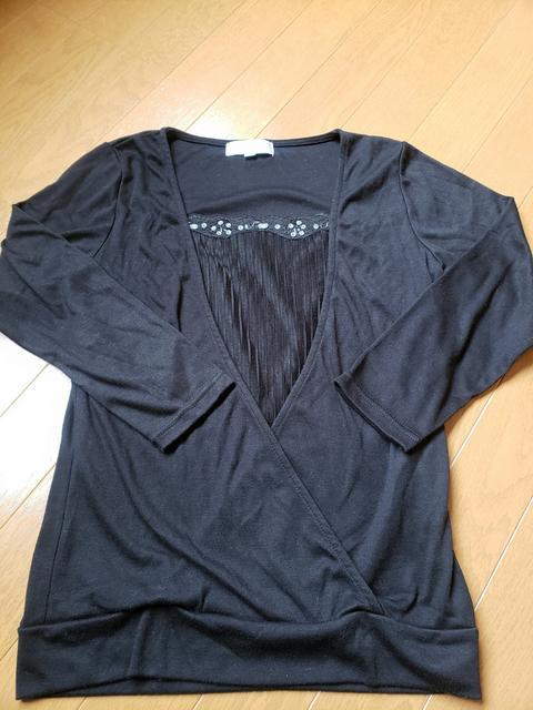 ☆新品同様☆シネマクラブ☆重ね着風ブラックカットソー☆L < 女性ファッション  ☆新品同様☆シネマクラブ☆重ね着風ブラックカットソー☆L  < 女性ファッションの