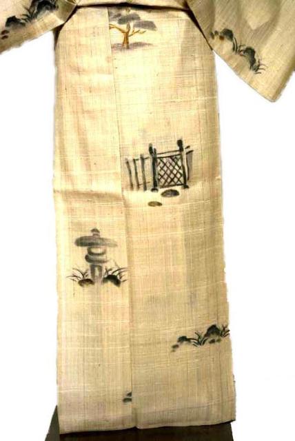 夏物 紗紬 中古 着物 送料無料 身丈161cm 裄丈62.5cm 最高級 蝉 松 庭石 正絹 カジュアル T3589 < 女性ファッション  夏物 紗紬 中古 着物 送料無料 身丈161cm 裄丈62.5cm 最高級 蝉 松 庭石 正絹 カジュアル T3589 < 女性ファッションの