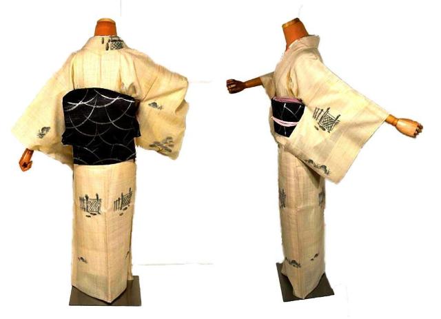 夏物 紗紬 中古 着物 送料無料 身丈161cm 裄丈62.5cm 最高級 蝉 松 庭石 正絹 カジュアル T3589 < 女性ファッション  夏物 紗紬 中古 着物 送料無料 身丈161cm 裄丈62.5cm 最高級 蝉 松 庭石 正絹 カジュアル T3589 < 女性ファッションの