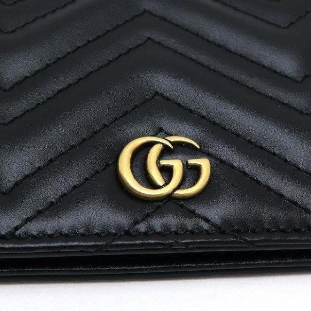 ◆ 本物 新品同様 ◆ GUCCI グッチ GGマーモント 2つ折り財布 小銭入れなし レザー ブラック 黒 保存袋 546579 < ブランド  ◆ 本物 新品同様 ◆ GUCCI グッチ GGマーモント 2つ折り財布 小銭入れなし レザー ブラック 黒 保存袋 546579 < ブランドの
