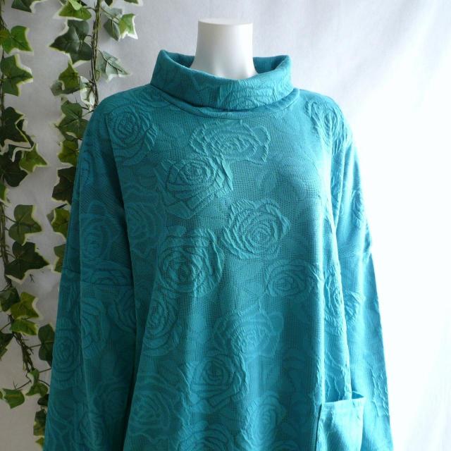 新品 a020 ML ジャガード ワンピース 立体薔薇柄 ターコイズ系 秋冬 レディース オフタートル コクーン 上品 < 女性ファッション 新品 a020 ML ジャガード ワンピース 立体薔薇柄 ターコイズ系 秋冬 レディース オフタートル コクーン 上品 < 女性ファッションの