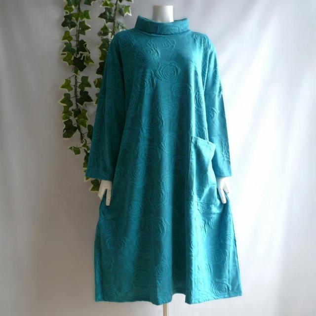 新品 a020 ML ジャガード ワンピース 立体薔薇柄 ターコイズ系 秋冬 レディース オフタートル コクーン 上品 < 女性ファッション 新品 a020 ML ジャガード ワンピース 立体薔薇柄 ターコイズ系 秋冬 レディース オフタートル コクーン 上品 < 女性ファッションの