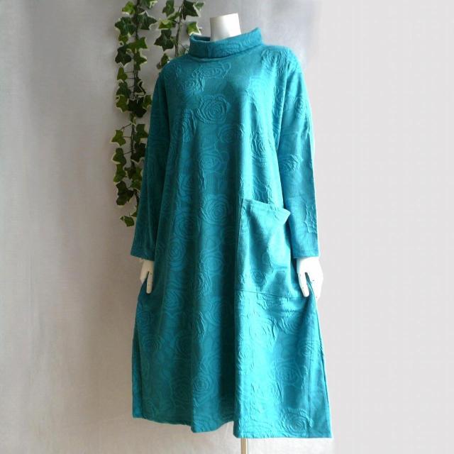 新品 a020 ML ジャガード ワンピース 立体薔薇柄 ターコイズ系 秋冬 レディース オフタートル コクーン 上品 < 女性ファッション 新品 a020 ML ジャガード ワンピース 立体薔薇柄 ターコイズ系 秋冬 レディース オフタートル コクーン 上品 < 女性ファッションの