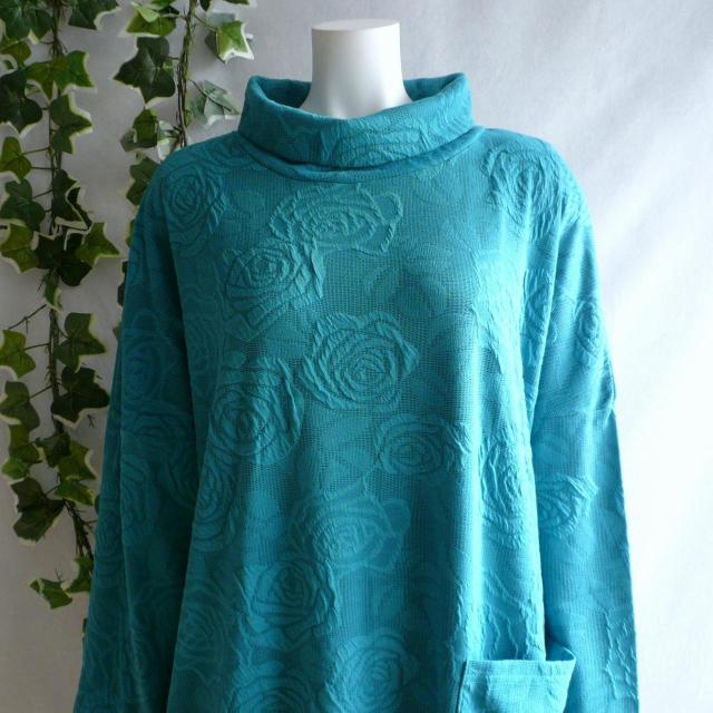 新品 a020 ML ジャガード ワンピース 立体薔薇柄 ターコイズ系 秋冬 レディース オフタートル コクーン 上品 < 女性ファッション 新品 a020 ML ジャガード ワンピース 立体薔薇柄 ターコイズ系 秋冬 レディース オフタートル コクーン 上品 < 女性ファッションの