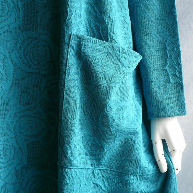 新品 a020 ML ジャガード ワンピース 立体薔薇柄 ターコイズ系 秋冬 レディース オフタートル コクーン 上品 < 女性ファッション 新品 a020 ML ジャガード ワンピース 立体薔薇柄 ターコイズ系 秋冬 レディース オフタートル コクーン 上品 < 女性ファッションの