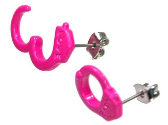 カラフル手錠モチーフピアス ピンク アクセサリー 両耳 パンク ロック ショッキングピンク 個性的 < 女性アクセサリー/時計  カラフル手錠モチーフピアス ピンク アクセサリー 両耳 パンク ロック ショッキングピンク 個性的  < 女性アクセサリー/時計の