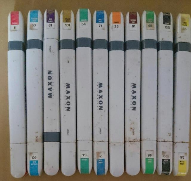 MAXON TWIN MARKER マクソン ツインマーカー 11色 中古 状態不明イラストに  < ホビー  MAXON TWIN MARKER マクソン ツインマーカー 11色 中古 状態不明イラストに  < ホビーの