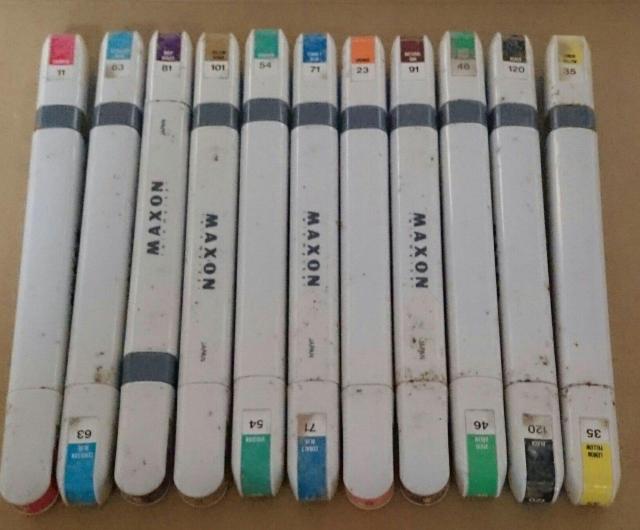 MAXON TWIN MARKER マクソン ツインマーカー 11色 中古 状態不明イラストに  < ホビー  MAXON TWIN MARKER マクソン ツインマーカー 11色 中古 状態不明イラストに  < ホビーの