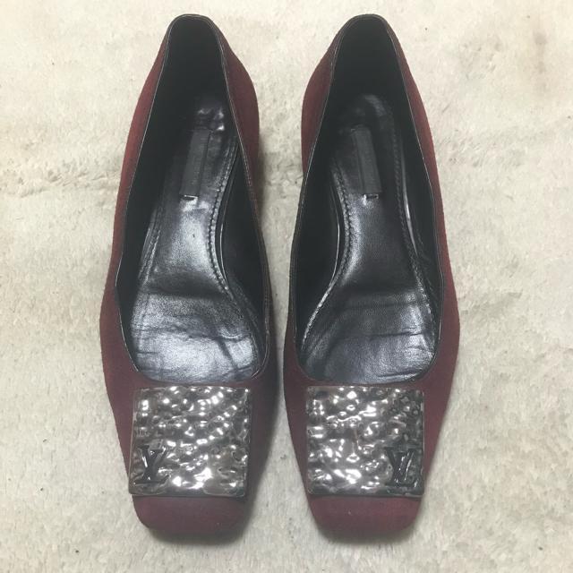 正規品 ルイヴィトン スエードフラットパンプス ダークレッド 38 約25cm < ブランド 正規品 ルイヴィトン スエードフラットパンプス ダークレッド 38 約25cm < ブランドの