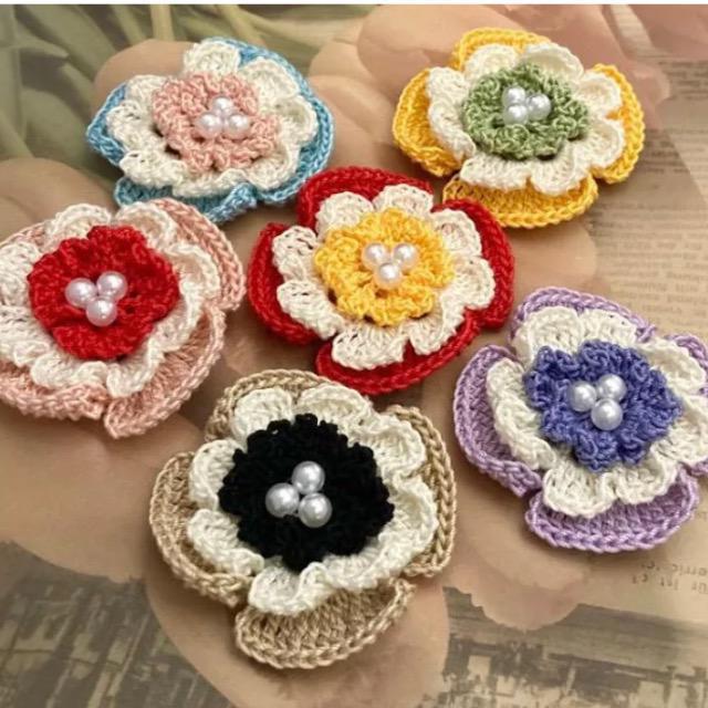 ハンドメイド♪レース編み アネモネ風お花モチーフのブローチ < 女性ファッション  ハンドメイド♪レース編み アネモネ風お花モチーフのブローチ < 女性ファッションの