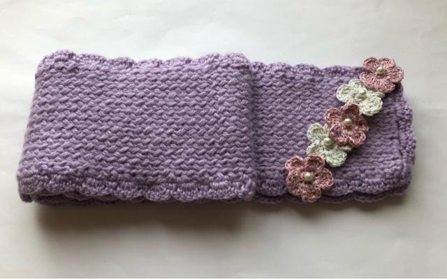 ハンドメイド マフラー ウール100% キラキラレース糸で編んだお花いっぱい♪ ラベンダー < 女性ファッション  ハンドメイド マフラー ウール100% キラキラレース糸で編んだお花いっぱい♪ ラベンダー < 女性ファッションの